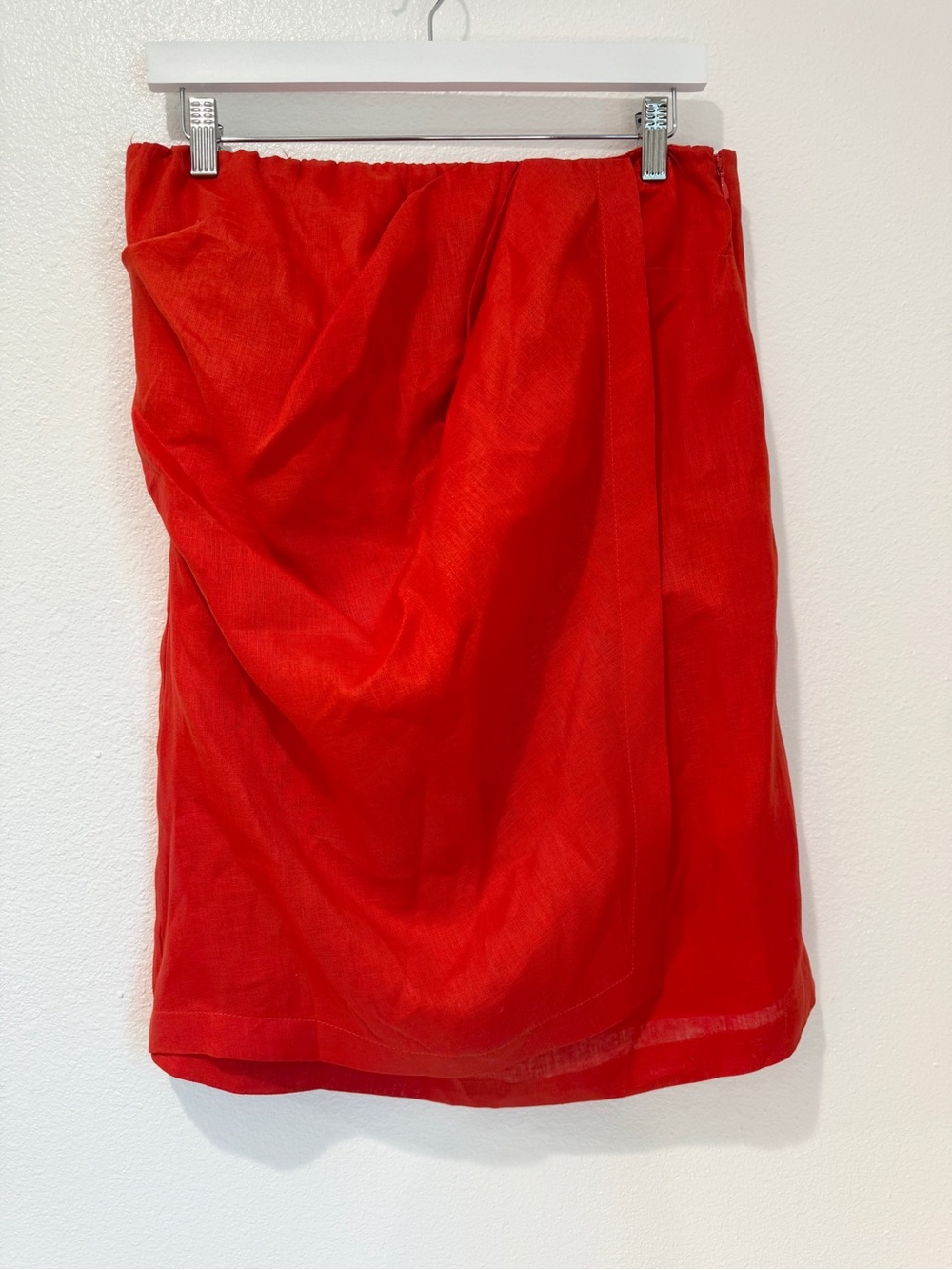 H&M Edition Red 100% Linen Draped Sarong Wrap Skirt Summer Resort Knee Length M